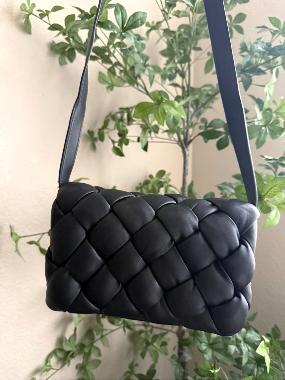 JW PEI Black Woven Crossbody Bag